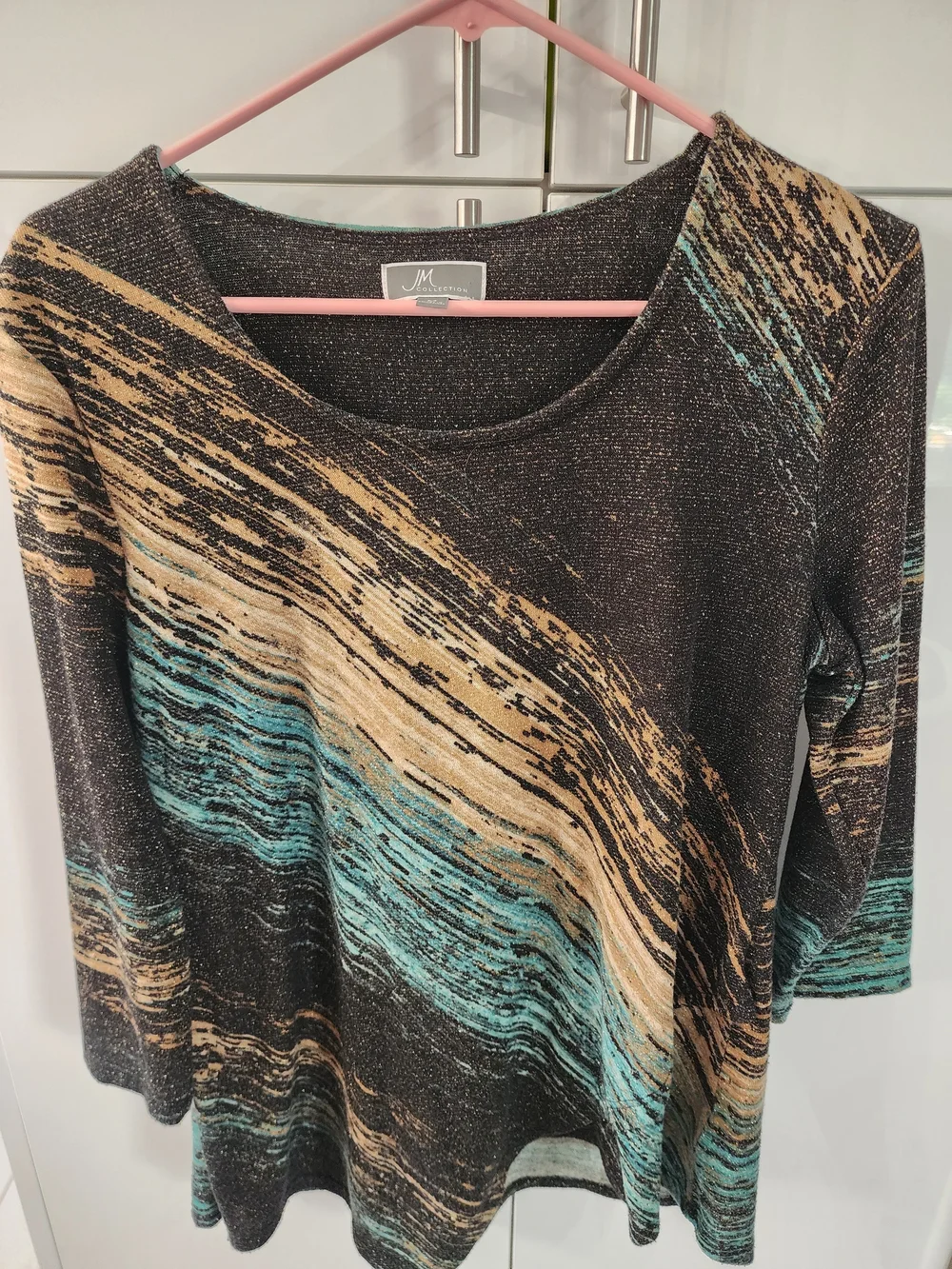 JM Collection Multicolor Scoop Neck Layered-Look Top